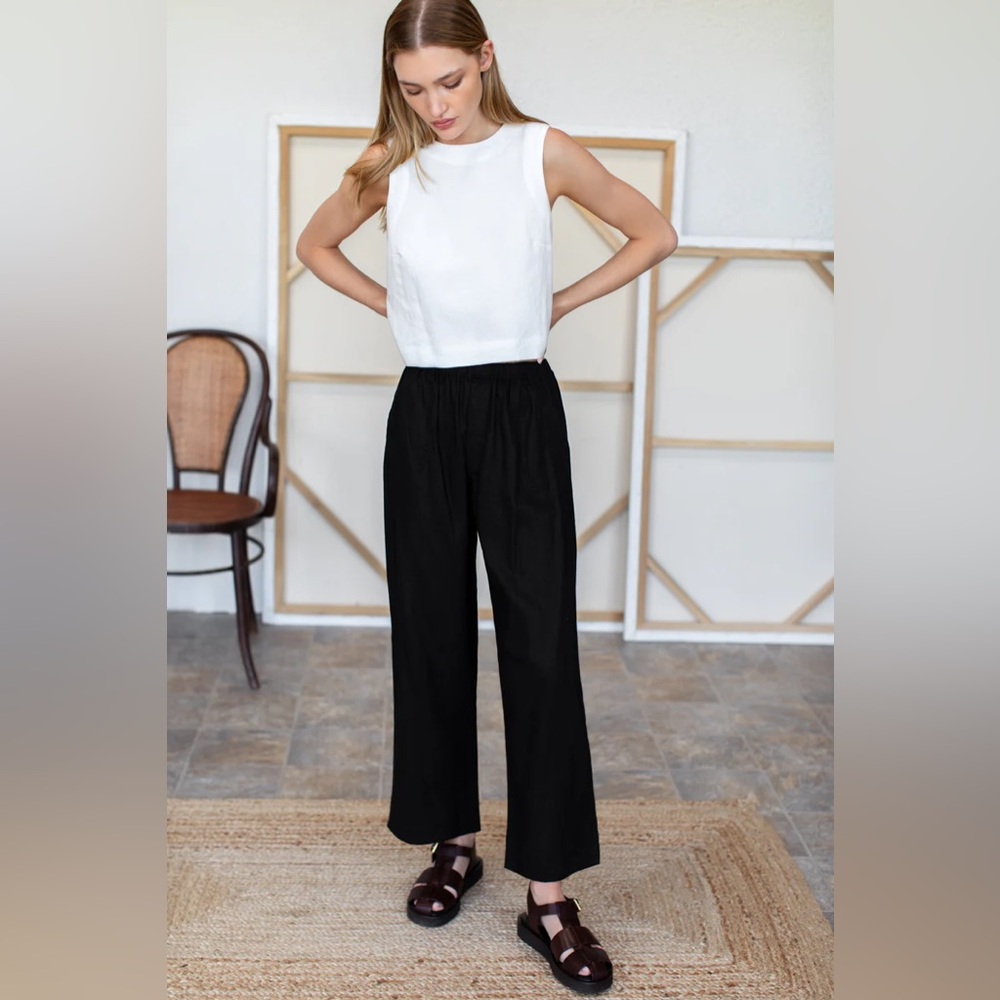 EMERSON FRY STUDIO BOXY PANT - JET BLACK LINEN